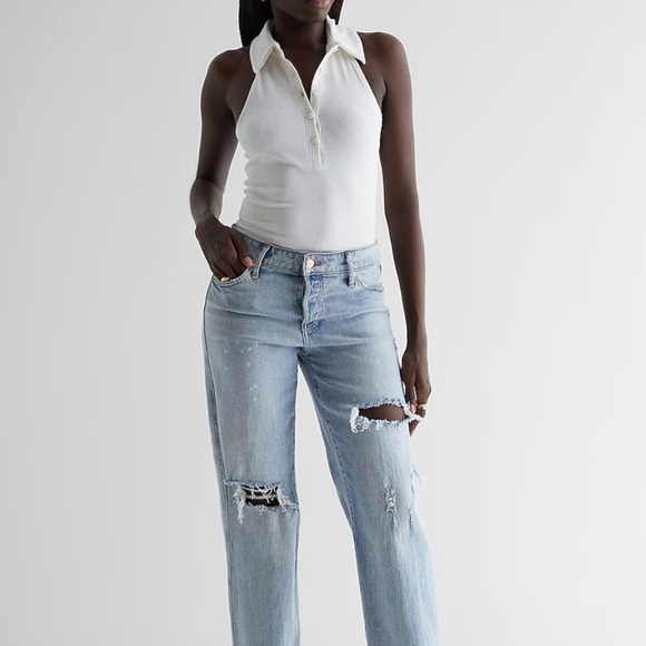 EXPRESS WHITE BODYSUIT,  COLLAR, BACKLESS, SLEEVELESS, FRONT BUTTON SIZE XS nwot - Picture 4 of 5